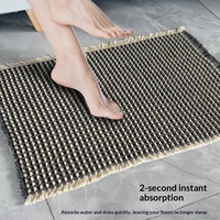 Tapis de bain carré uni en tissu gaufré, absorbant et antidérapant, pour salle de bain et entrée de toilettes, produit transfrontalier best-seller