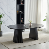 Meubles de salle à manger en bois multifonctionnels modernes, table ovale extensible pliable pour 8 personnes, utilisation stable en hôtel, style panneau