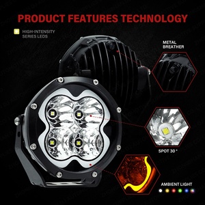 Faro Led Universal Amarillo de 5 Pulgadas Luz de Conducción de 12V para Vehículo Todoterreno 4X4 Luz Antiniebla para UTV Camión Tractor - Product Image 4