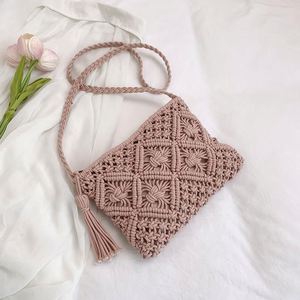 Crocheted Handmade Summer Beach Crossbody Bag Polyester Zip Fashionable Boho Shoulder <b>Purse</b> Travel Clutch - Product Image 3