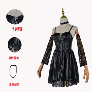 Costume <span class=keywords><strong>de</strong></span> cosplay Hot Death Note Misa Amane en similicuir, robe sexy, bijoux <span class=keywords><strong>de</strong></span> cou, bas, uniforme, perruque pour Halloween - Product Image 3