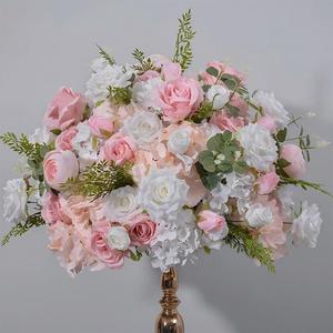 Handmade Pink and White Rose <b>Artificial</b> <b>Flower</b> Ball Wreath <b>Flower</b> Loop for Wedding Decoration <b>Flower</b> Ball Table Centerpieces - Product Image 6