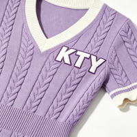 Robe Jacquard Personnalisable en Usine pour Filles Grandes Tailles, Broderie Lettres, Ourlet Irrégulier Fendu, Mini-Robe