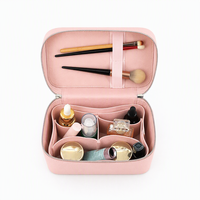 Trousse de Toilette Portable Rose en Cuir PU Grainé Imperméable avec Logo Personnalisé, Fermeture Éclair et Poignée pour Femme – Idéale pour les Voyages