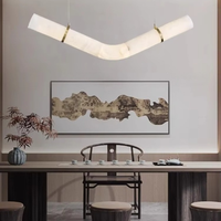 Nouveau design, lustre en albâtre personnalisé, art déco, salle à manger, salon, hauteur réglable, cadre en cuivre, luminaire suspendu en marbre, LED