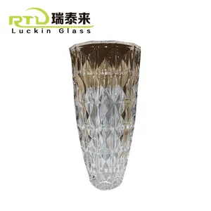 ベストセラー透明クリスタルガラス花瓶装飾花背の高いガラスシリンダー花瓶