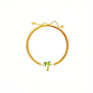 Palm <b>Tree</b> Charm Gold Plated 316L Stainless Steel Cute Unisex Bangle Fashion Jewelry Bracelet - Product Image 2