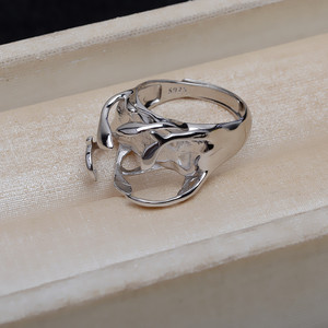 Bague artisanale DIY en argent S925 à extrémité ouverte avec petite perle baroque 11*17mm, accessoire de mode unisexe, marque Wenchi - Product Image 2