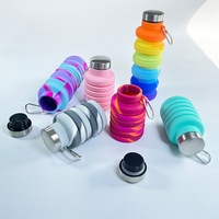 Bouteille d'eau pliable en silicone de qualité alimentaire avec logo personnalisé pour le sport, le cyclisme et les activités de plein air