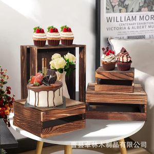 Expositor de madera para comercio transfronterizo, soporte apilable de madera maciza para tartas y postres, estante de almacenamiento para mercancía y accesorios - Product Image 2