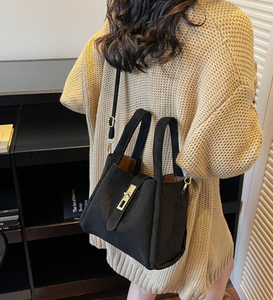 冬用女の子用スエードハンドバッグスリングバッグ2025,新デザインファッション女性用スエードバスケットクロスボディ - Product Image 3