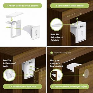 Cerradura Magnética de Seguridad para Bebés con 12 Cierres y 3 Llaves - Material ABS, Diseño Oculto, Modelo 823, Para Todas las Estaciones - Product Image 4