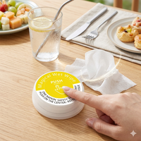 Lingettes désinfectantes pour le soin de la peau Magic Push, lingettes personnalisées en forme de pièce de monnaie, lingettes jetables portables pour les voyages, lingettes nettoyantes pour le visage, OEM