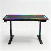 Escritorio Gaming RGB con Vidrio Templado, Mesa para Computadora de 1200mm, Estación de Trabajo para PC, Luces LED en las Patas con USB