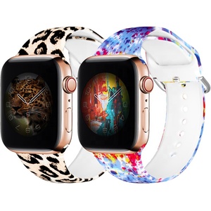 สายนาฬิกาซิลิโคนพิมพ์ลายดอกไม้,สายนาฬิกาอัจฉริยะสำหรับ <span class=keywords><strong>Apple</strong></span> Iwatch <span class=keywords><strong>SE</strong></span> 6 5 - Product Image 2