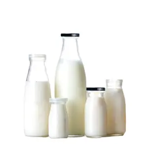 Boa Qualidade 200ml 250ml 500ml 1 Litro Garrafas De Bebidas De Vidro Atacado Vazio Milk Juice Bottles