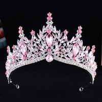 Diadème baroque européen multicolore avec strass, couronne scintillante en cristal, diadèmes creux de couleur unie, pointe supérieure, couronne de princesse
