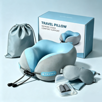 Boîte cadeau personnalisée, oreiller de voyage portable, oreiller en mousse à mémoire de forme très vendu avec accessoires de voyage pour le voyage