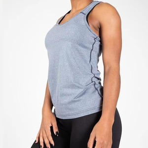 Débardeur gris sans manches pour femme, col rond, tricoté, respirant, style sportif, longueur normale, couleur unie, vêtements de sport - Product Image 5