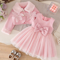 Vêtements pour enfants en gros, manches longues, printemps, ensemble veste 2 pièces pour bébé fille, robe à fleurs avec motif floral