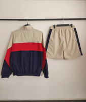 Ensemble survêtement coupe-vent pour homme, jogging, course à pied, salle de sport, respirant, veste safari personnalisée, équipe sportive, col rabattu, vintage années 90, ensemble court