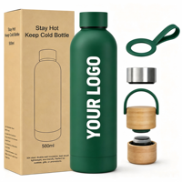 Bouteille d'eau en acier inoxydable personnalisée 500 ml 750 ml avec revêtement en caoutchouc doux au toucher, gourde isotherme sport anti-fuite à petite ouverture