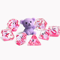 Dés de jeu personnalisés en résine rose, motif ours en peluche, pour D&D, RPG, jeux de société et jeux pour adultes