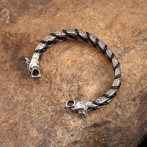 Bracelet Viking pour Homme en Acier Inoxydable 316L, Bijoux Héritage <span class=keywords><strong>Mythologie</strong></span> <span class=keywords><strong>Nordique</strong></span> <span class=keywords><strong>Odin</strong></span> Loup, Vente en Gros - Product Image 3