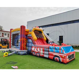 Combo de Obstáculos Inflables con Temática de Camión de Bomberos, Tobogán Inflable con Temática de Rescate de Bomberos para Niños, Alquiler Comercial para Carnavales al Aire Libre - Product Image 4