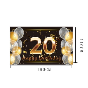 Impression personnalisée or joyeux 20e <span class=keywords><strong>anniversaire</strong></span> bannière signe décorations de fond pour femmes filles - Product Image 1