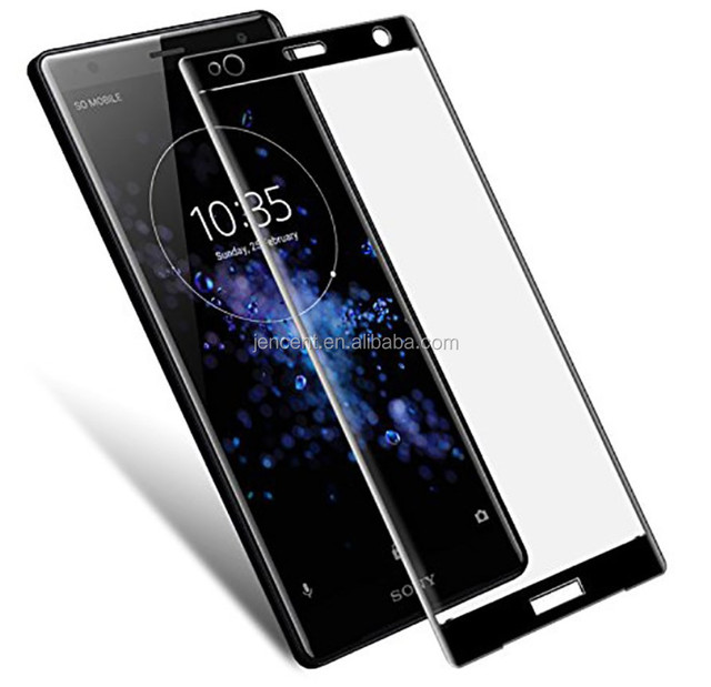2.5D Black Silk Printed Full Cover Tempered Glass for SONY Xperia XZ2  Compact Full Cover Tempered Glass Screen Protector