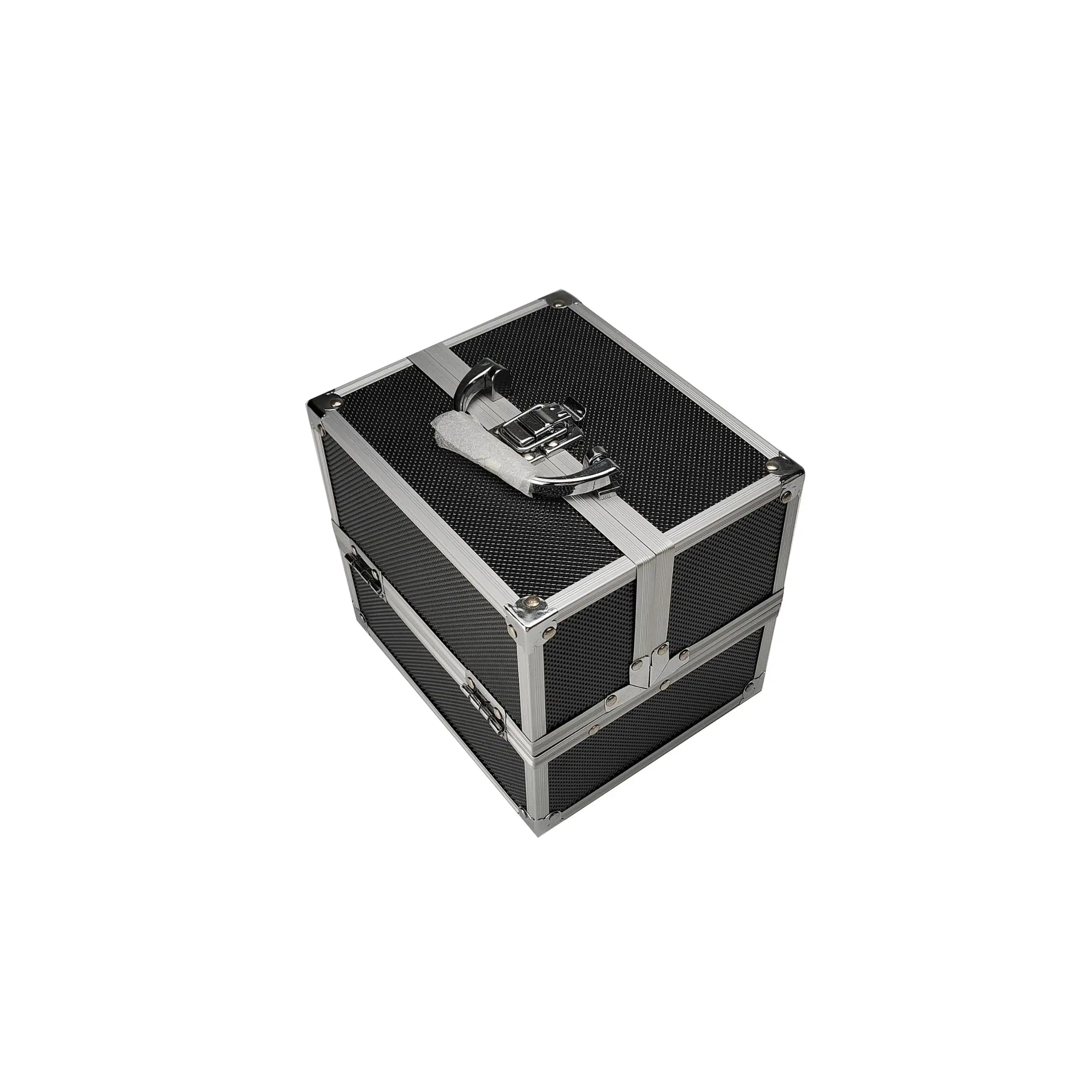 Black Aluminum Beauty Box Makeup Briefcase Train Cases Wholesale Cosmetic Suitcase Makeup Professional Nail Cases
