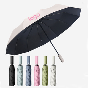 Parapluie pliant automatique QX multicolore avec logo personnalisé, parapluie de soleil et de pluie pour l'extérieur, parapluie portable - Product Image 2