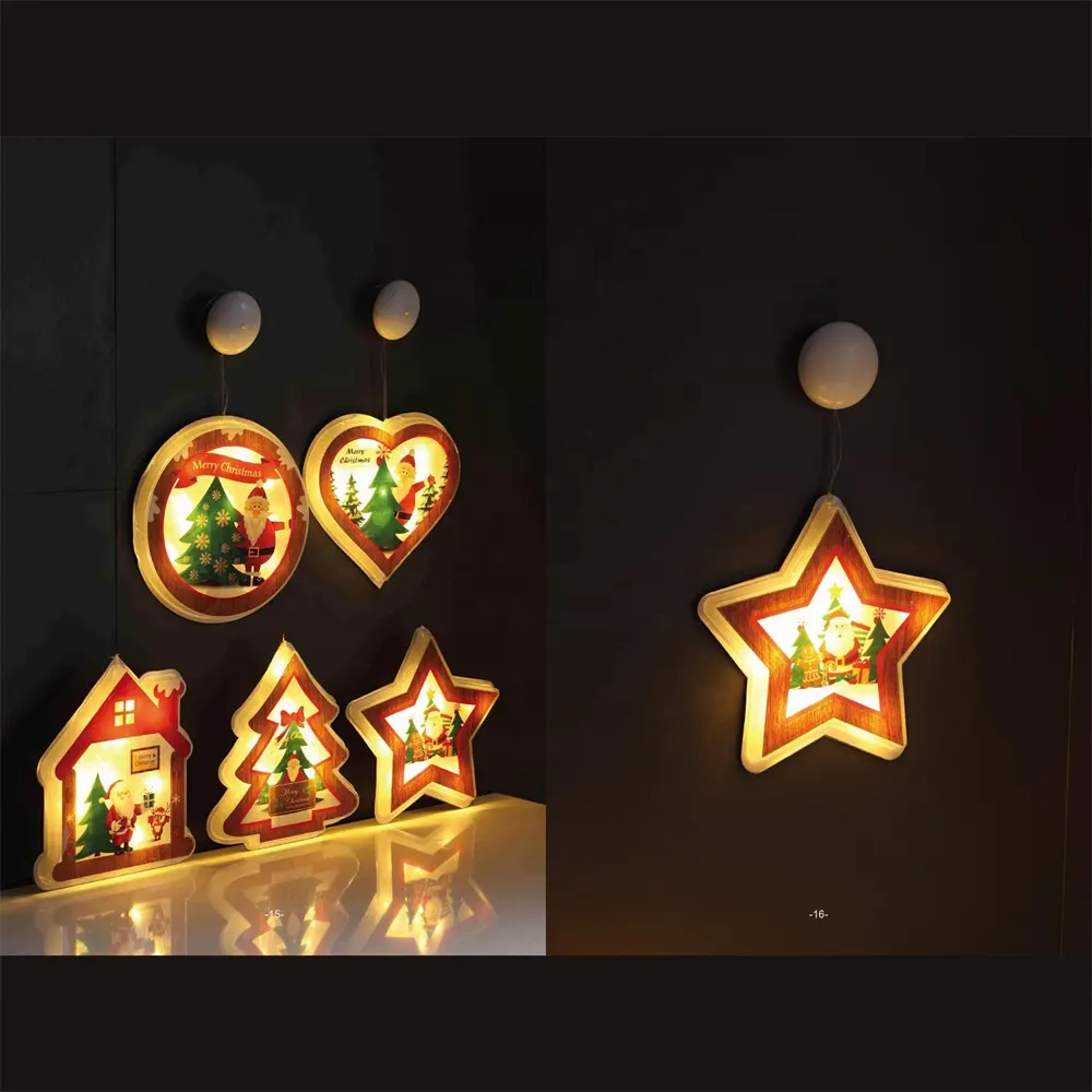 Hanging Decoration Led Lights House Santa Claus Lights 3d Suction Cup Hanging Christmas Lights