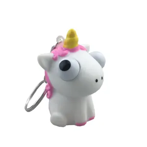 מכירה לוהטת קריקטורה Pvc רך פופ עיני Keychain לסחוט Unicorn צעצוע Keychain