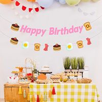 Spanduk dan Garland Ulang Tahun Pink Brunch Bahan Karton untuk Pesta Spanduk Ulang Tahun Garland