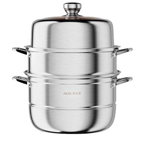 Olla vaporera de tres capas AUX de acero inoxidable 304, multifuncional, con ventana transparente, para cocinar panecillos al vapor y mantou. - Product Image 5