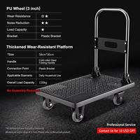 Carretilla de Plataforma Plegable Portátil de Nylon Industrial, Capacidad de 75 kg, 4 Ruedas, Carro de Mano con Ruedas Resistentes al Desgaste de 3 Pulgadas para Almacén