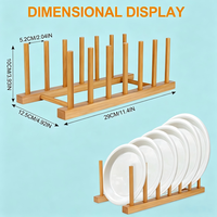 Égouttoir à vaisselle vertical en bambou pour assiettes, casseroles, couvercles, bols et tasses – Organisateur de placard de cuisine