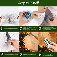 Lanterne étoile en papier de noël 2 Pack lampe étoile décoration suspendue de fête congelée pour la célébration de vacances d'anniversaire