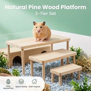 Plataforma de madera maciza de dos pisos para hámster, juguete rectangular para mascotas pequeñas, uso en interiores, portátil multifuncional - Product Image 4