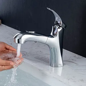 Grifo de agua caliente y fría para baño, Material de latón extraíble para lavabo, suministro dorado de fábrica, precio de descuento