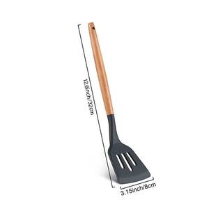 BPA Free Eco-Friendly Kitchen Cookware Modern Design Wooden Handle Spatula Set - Product Image 5