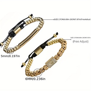 Pulsera de Cuentas Moderna Unisex de Primera Calidad con Corona de Circonio, Bañada en Zinc Negro, para Regalo del Día del Padre - Product Image 5