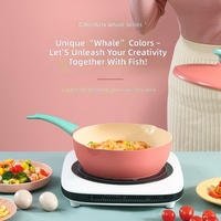Poêle à frire en céramique antiadhésive de 24 cm avec couvercle et cuiseur vapeur pour tous types de cuisinières