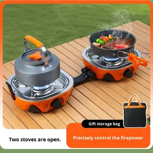 Barbecue d'extérieur portable à <span class=keywords><strong>gaz</strong></span> <span class=keywords><strong>butane</strong></span>, double brûleur, pliable, détachable, haute puissance, coupe-vent, pour 3-5 personnes - Meilleures ventes - Product Image 3