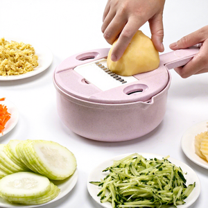 Coupe-légumes multifonctionnel manuel pour la cuisine domestique, avec panier de drainage en PP, <span class=keywords><strong>râpe</strong></span> et trancheuse à radis – Vente en gros - Product Image 1