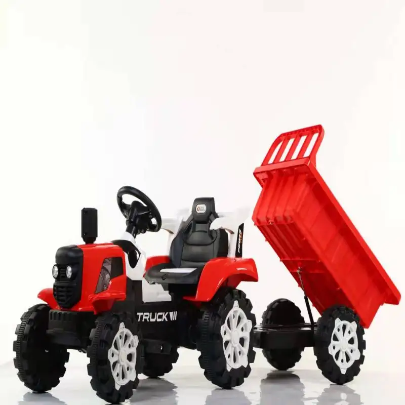 Neues Design von Kindern Elektro traktor 6V Power 2 Sitz Sechs rad Fahrzeug Kinder fahren mit hydraulischen Kipp schaufel