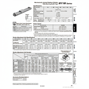Cilindro sin vástago SMC Pneumatics, cilindros articulados mecánicamente, categoría de producto - Product Image 1