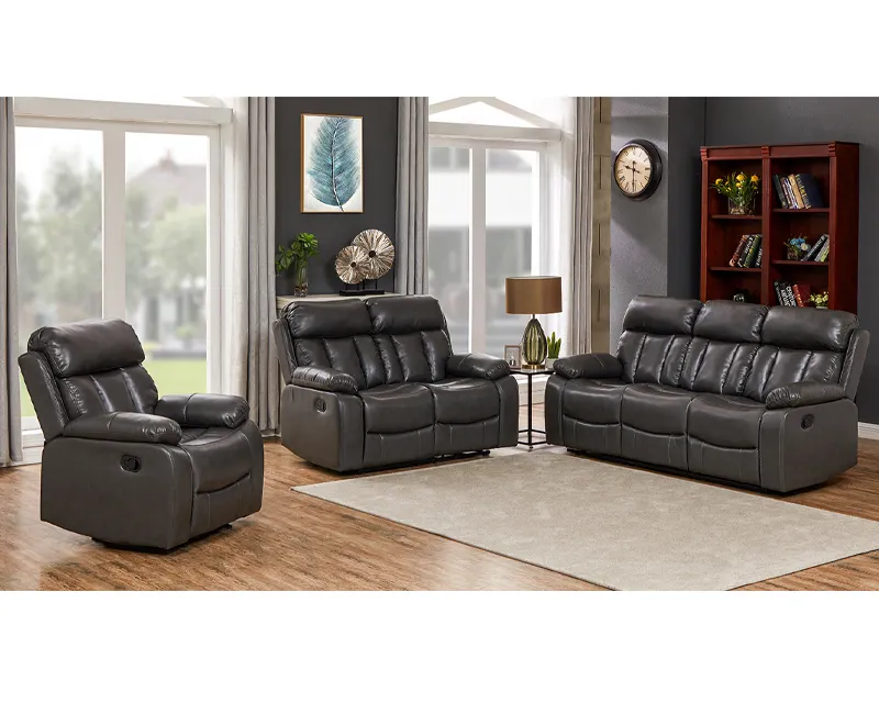 Üst düzey lüks recliner koltuk takımı yüksek kaliteli oturma odası kumaş kanepe recliner ev mobilya gri renk recliner kanepe